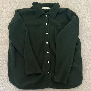 Donni x Madewell - Dark Green Button-Up Cardigan Jacket